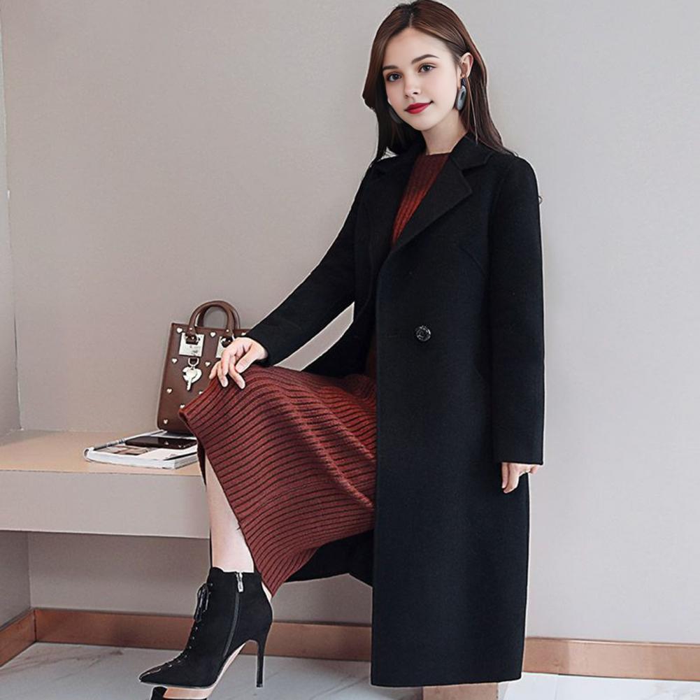 Wool Coat Peacoat - Damen Wollmantel Einfarbiger Langer Mantel Damen