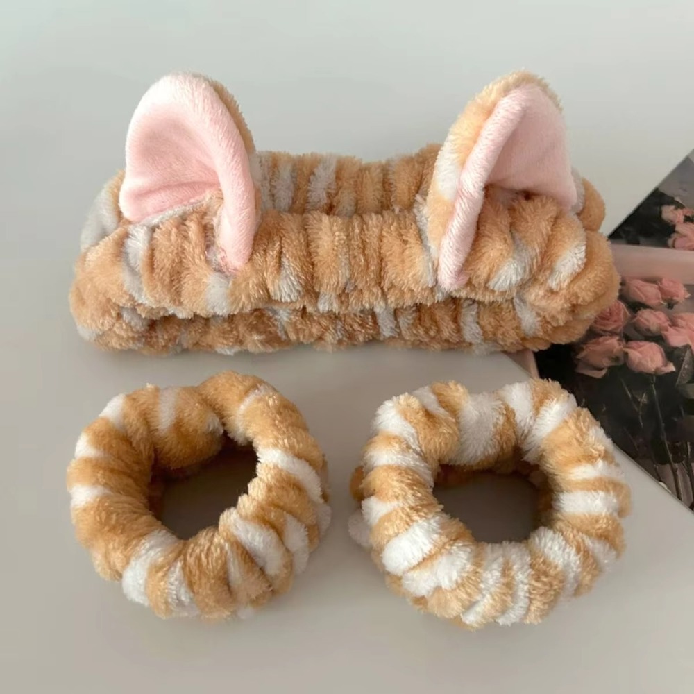 Winter Headband Fleece - 3 teile/satz Leopardenmuster Nette Katze Ohr