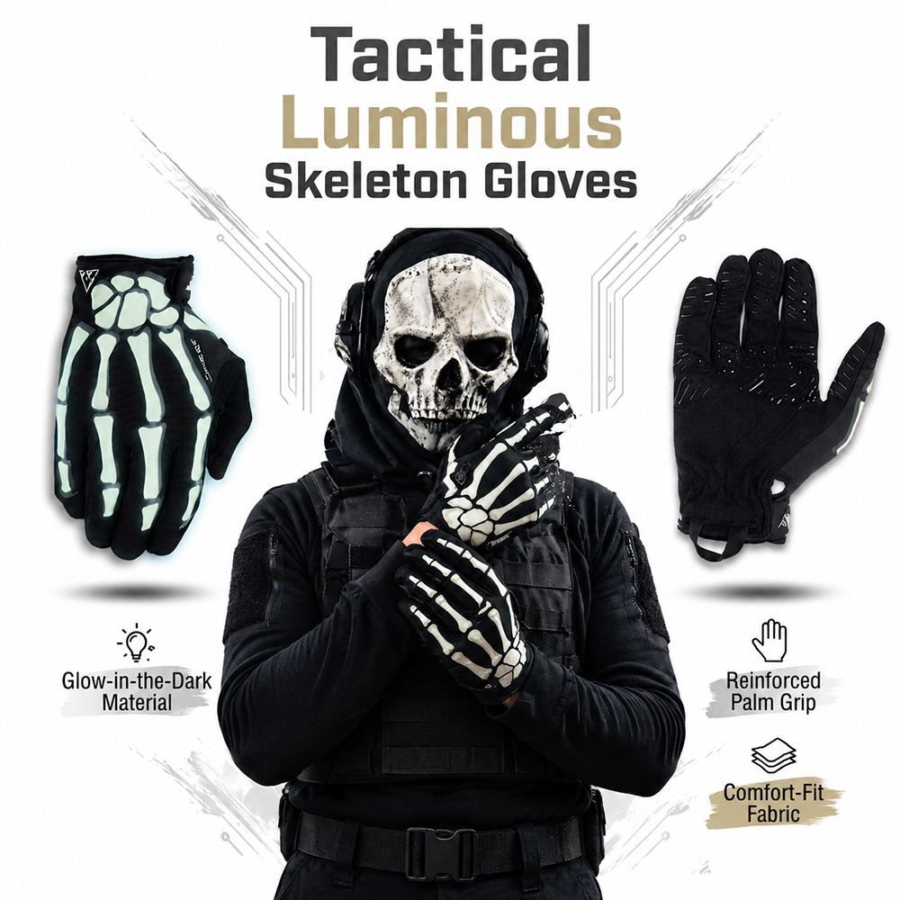 Touch Screen Gloves - Taktische Leuchtende Skelett-Handschuhe Rutschfest Atmungsaktiv Touchscreen-fähig