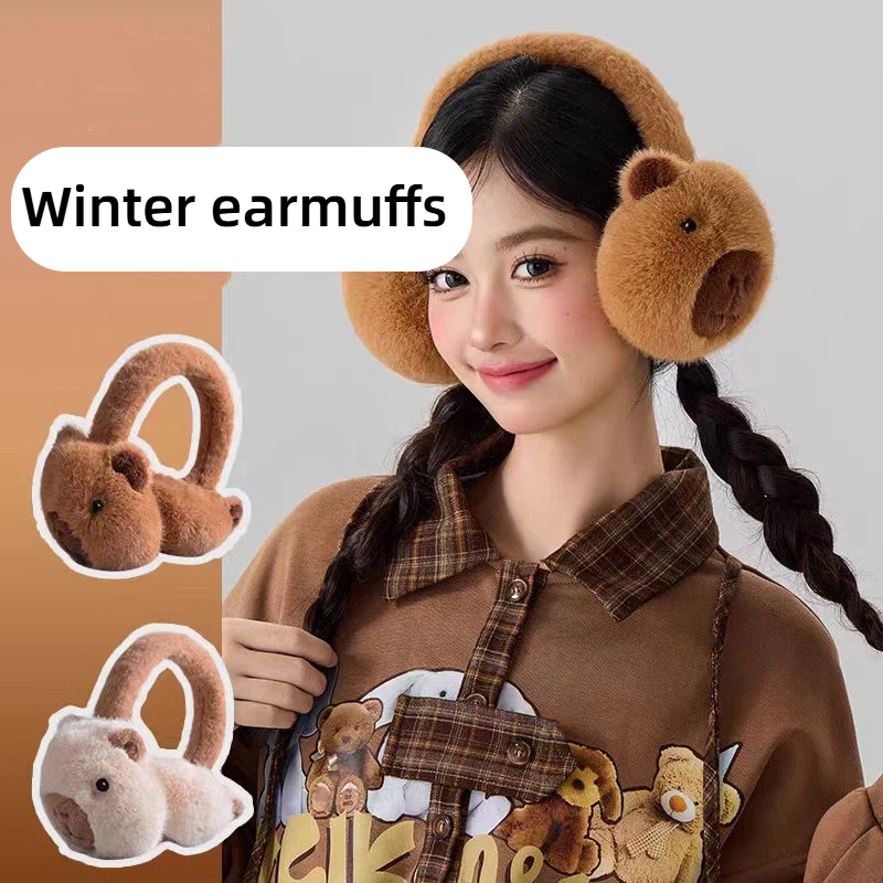 Earmuffs Foldable - Niedliche Capibala-Ohrenschützer, Cartoon-Delfin-Plüsch, faltbare Ohrenschützer für