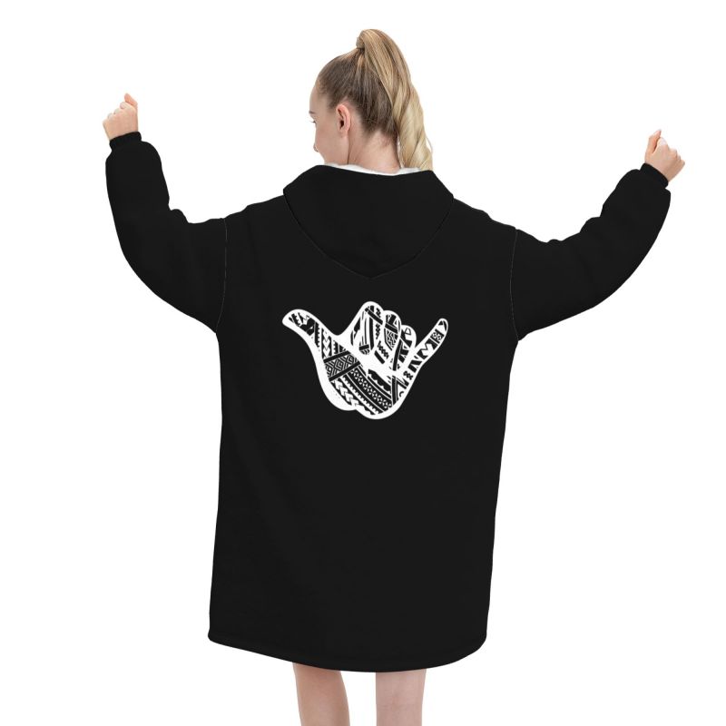 Polynesian Tattoo Shaka Tribal – Sherpa Hoodie Fleece Bewertung und Preis