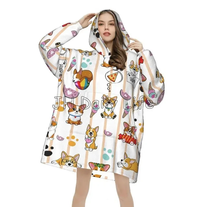 Niedlicher Corgi-Hund, tragbar – Sherpa Hoodie Fleece Bewertung und Preis