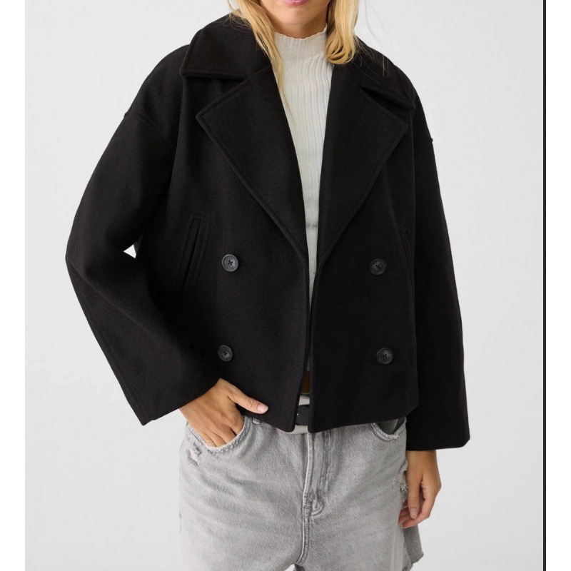 Damen Oversized Zweireihiger W – Wool Coat Peacoat Bewertung und Preis